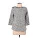 Croft & Barrow Long Sleeve Blouse: Gray Tops - Women's Size Medium Petite