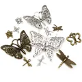 Nouveau Mode Antique Argent Plaqué Bronze Plaqué Libellule Papillon Charms Main Pendentif: DIY pour