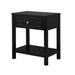 Fimo 27 Inch Nightstand with Drawer and Shelf, Glass Top, Modern Black Wood