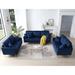 3 Piece Velvet Fabric Sofa Couch Set, 3 Seater Tufted Sofa Couch and Two Loveseat with Throw Pillows & Seat Cushions, for Home