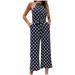 REORIAFEE Dressy Jumpsuits for Women Elegant Classy Wedding Halter Sleeveless Jumpsuit Polka Dots Print Suspenders Dress Romper for Women Sexy Bandage Pants Jumpsuit Comfy Overalls for Women Navy XL