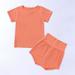 Wavsuf Kids Sets Clothes Short Sleeve Shorts Comfort Cute Crew Neck Solid Orange Outfits Set Size 3-4 Years