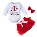 Rovga Girls Outfit Set First Valentine S Day Clothing Set Romper Skirt Short Headbands Tutlle Princess Outfits Set For 18-24 Month