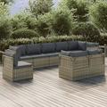 Gecheer 9 Piece Patio Set with Cushions Gray Poly Rattan