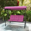 Costway 3-Seat Outdoor Converting Patio Swing Glider Adjustable Canopy Porch Swing Red