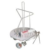 CintBllTer 0835 Complete Poultry Rack Set Includes Perforated Aluminum Rack Lift Hook 2-oz Seasoning Injector 12-in Fry Thermometer and 3 Detachable Skewers