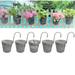 Hanging Flower Pots - 5 Pack 4.3 Inch Balcony Planters Railing Hanging Small Galvanized Metal Fence Planters for Outdoor Plants Farmhouse Garden Rustic Flower Succulent