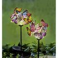 Garden Solar Light Butterflies Decor - [2 Pack] Butterfly Waterproof LED Solar Power Stake Light for Garden Lawn Patio or Courtyard Decorations - Outdoor Landscape Path Light (Multi-Color)