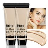 Kajiali 2 Pack Matte Oil Free Concealer Foundation Cream Professional Make-up Base Facial Matte Full Coverage Liquid Tattoo Concealer Hide Foundation Primer Makeup Repair Kit.Long-Lasting Waterproof