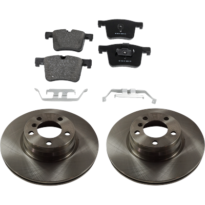 2016 BMW 330e Front Brake Disc and Pad Kit, Plain Surface, 5 Lugs, Organic, 330mm Front Disc, Base Brakes, Single Piston Calipers, Pro-Line Series