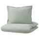 IKEA BERGPALM Duvet Cover and 2 Pillowcases, 200x200/50x60 cm, Green/Stripe