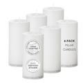 Kunstindustrien® Pillar Candles, Handmade, RSPO Certified, Dripless & Smokeless Church Candles, White Candles Long Burning 45 Hours per Candle, Unscented Candle Gift Set, 6 pcs. 6 x 12cm (White)