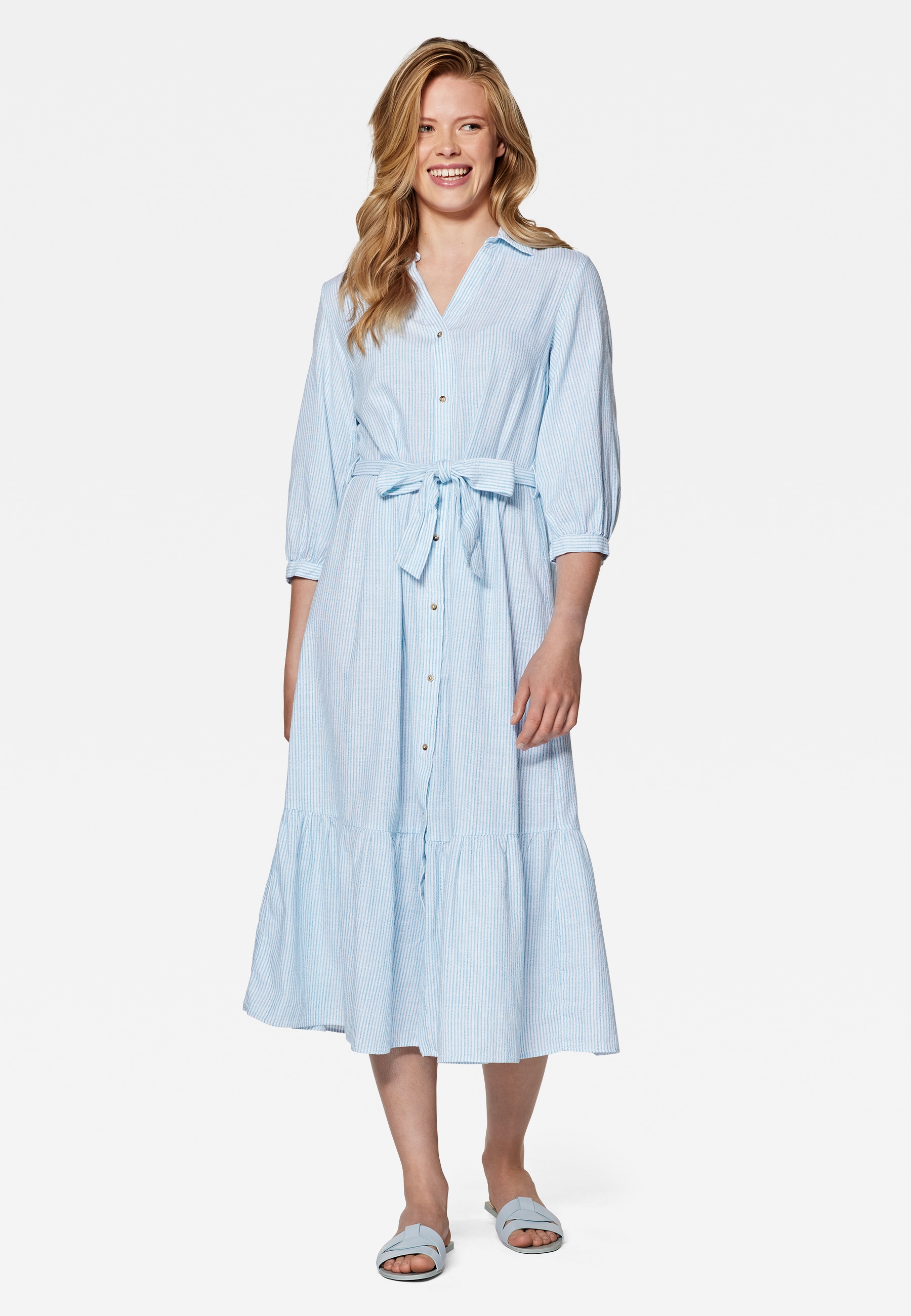 „Blusenkleid MAVI „“STRIPED DRESS““ Gr. XL, US-Größen, blau (white stripes) Damen Kleider Freizeitkleider Streifen Kleid“