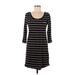 Banana Republic Factory Store Casual Dress - A-Line Scoop Neck 3/4 sleeves: Black Print Dresses - Women's Size Medium