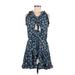 Cool Change Casual Dress - Mini: Blue Floral Dresses - Women's Size Large