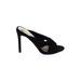 CATHERINE Catherine Malandrino Heels: Slip-on Stilleto Cocktail Party Black Print Shoes - Women's Size 6 1/2 - Open Toe