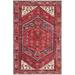 Blue/Red Area Rug - Isabelline Oriental Handmade Hand-Knotted Rectangle 4'2" x 6'7" Wool/Area Rug in Red/Black Cotton/Wool | Wayfair