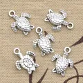 20 pièces breloques tortue tortue mer 16x12mm Antique faisant pendentif ajustement couleur argent