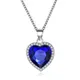 Collier Titanic coeur d'océan en cristal bleu simple pour femme pendentif coeur d'amour pour