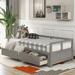 Twin to King Extendable Daybed with 2 Drawers, Wood Roll Out Sofa Bed