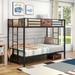 Bunk Bed Twin Over Twin Size Metal Bunk Bed with Ladder and Full-Length Guardrail, Metal Bunk Bed, Storage Space