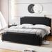 Velvet Upholstered Platform Bed Frame with Rivet Decor