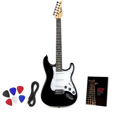 LyxPro CS Beginner 39" Electric Guitar & Electric Guitar Accessories, Black