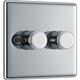 BG Polished Dimmer Switch 2 Gang 400W in Chrome Steel