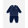 Blues Baby Navy Knit Patterned Pant Set - Size: 0-3 months