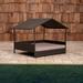 Huntley Pet Rattan Wicker Indoor Outdoor Cabana Raised Pet Bed with Canopy Weather Proof Cushion Cover