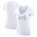 Women's G-III 4Her by Carl Banks White New York Jets Dot Print V-Neck Fitted T-Shirt