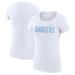 Women's G-III 4Her by Carl Banks White Los Angeles Chargers Dot Print Lightweight Fitted T-Shirt