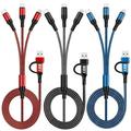 ã€�Upgradeã€‘ 6 in 1 Multi Charging Cable 3Pack 4ft Multiple Charge Cord USB A/C to Phone USB C Micro USB Connector