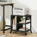 Printer Stand with Charging Station Home Office Desktop Printer Stand with Storage Under Desk Printer Table 3 Tier