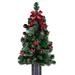 Artificial Tree- Realistic Pines- 24in Red Bow Tree with Pinecones-No Watering-Christmas Tree with Stay-in-The-VaseÂ© Flower Holder 3 Prong feet