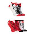 Ladies 5 Pair Coca Cola Love Shoe Liner Socks Red / White / Black 4-8