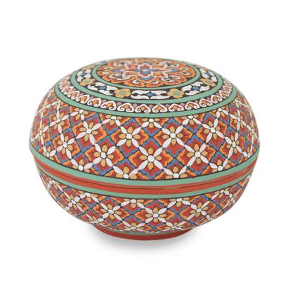 Celadon ceramic jewelry box, 'Thai Enchantment'