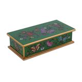 Butterfly Jubilee in Emerald,'Reverse Painted Glass Butterfly Decorative Box in Emerald'