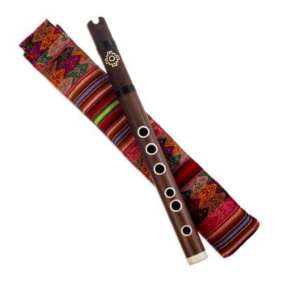 New Airs,'Peruvian Wood Quena Flute Wind Instrument with Andean Case'