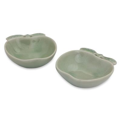 Celadon condiment dishes, 'Green Apple' (pair)