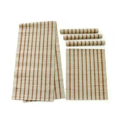 'Ethnic Red' (set for 4) - Natural Fiber Table Runner and