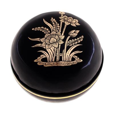 Lotus Luck,'Lacquerware Mango Wood Box with Gold Foil'