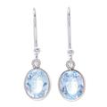 Blue topaz dangle earrings, 'Autumn Sky'