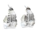 Mexican Fall,'Taxco Sterling Silver Half Hoop Earrings with Leaf Motif'