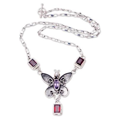 Victorian Butterfly,'Garnet and Amethyst Necklace'