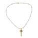 Faithful Soul in Purple,'22k Gold Plated Cultured Pearl Purple Cross Necklace'