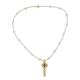 Faithful Soul in Purple,'22k Gold Plated Cultured Pearl Purple Cross Necklace'