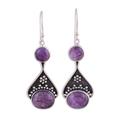 'Renewal' - India Floral Jewelry Sterling Silver and Amethyst Earrings