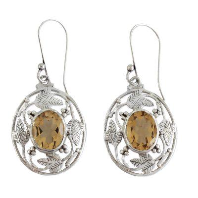 Citrine dangle earrings, 'Sunshine Avatar'