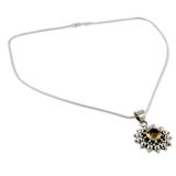 'Star' - Citrine Necklace Artisan Sterling Silver Jewelry from India